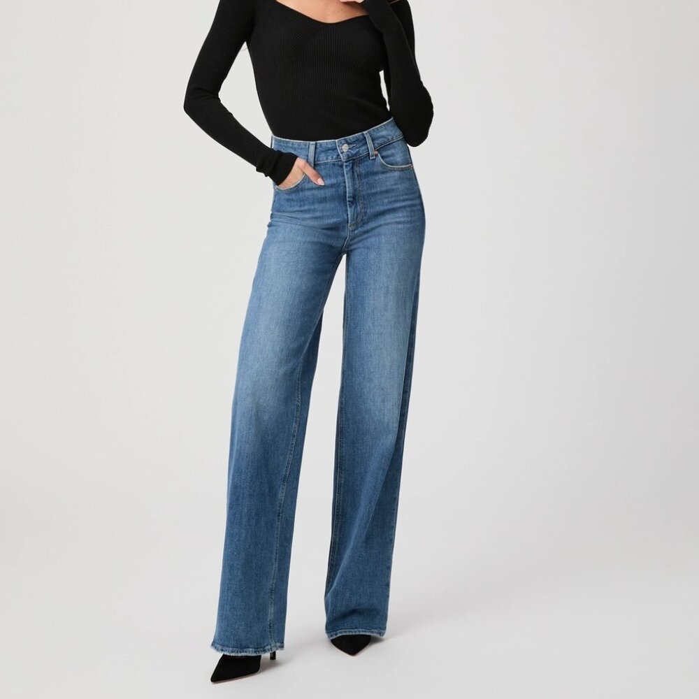 Paige Sasha Wide Leg Jean in Stefania Distressed